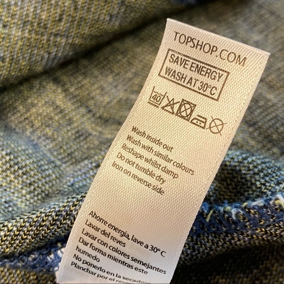 TOPSHOP Fit & Flare Skater Blue Knit Dress with Geometric Tile Print - Picture 10 of 14